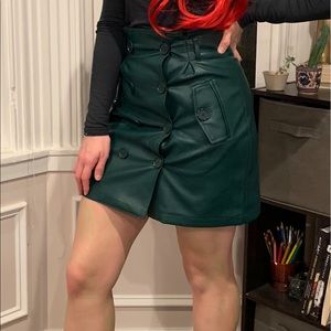 Faux green leather skirt